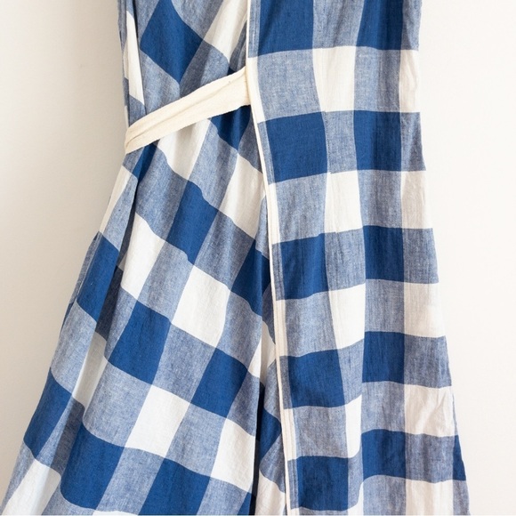 Maeve Anthropologie Cotton and Linen Asymmetrical Belted Gingham Midi Dress - Picture 14 of 15